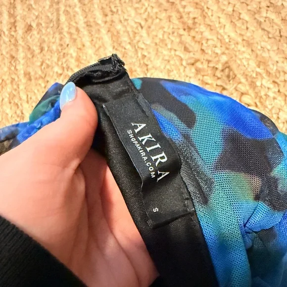 AKIRA Vibrant Blue and Black Patterned Maxi Dress - Picture 4 of 5